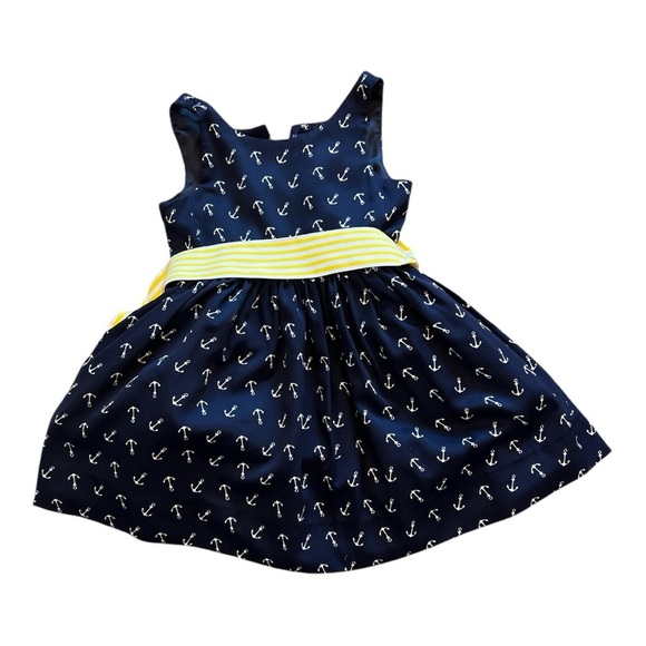 Ralph Lauren- blue label-Navy Dress with Yellow Bow2T - Picture 2 of 7